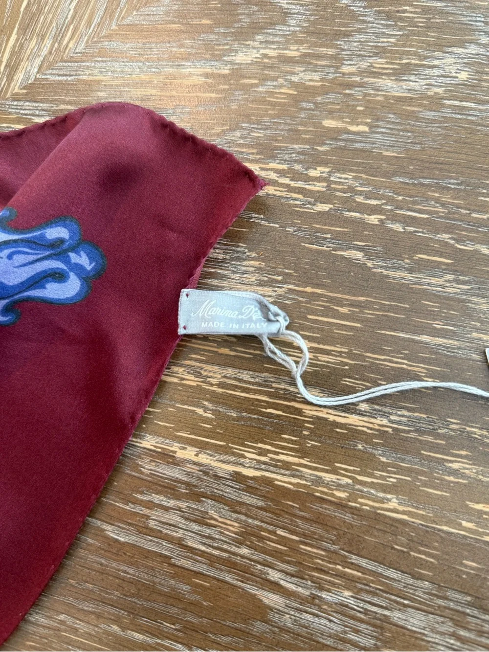 Marina D’Este Silk Scarf 34” Burgundy Red Hand Rolled Made in Italy